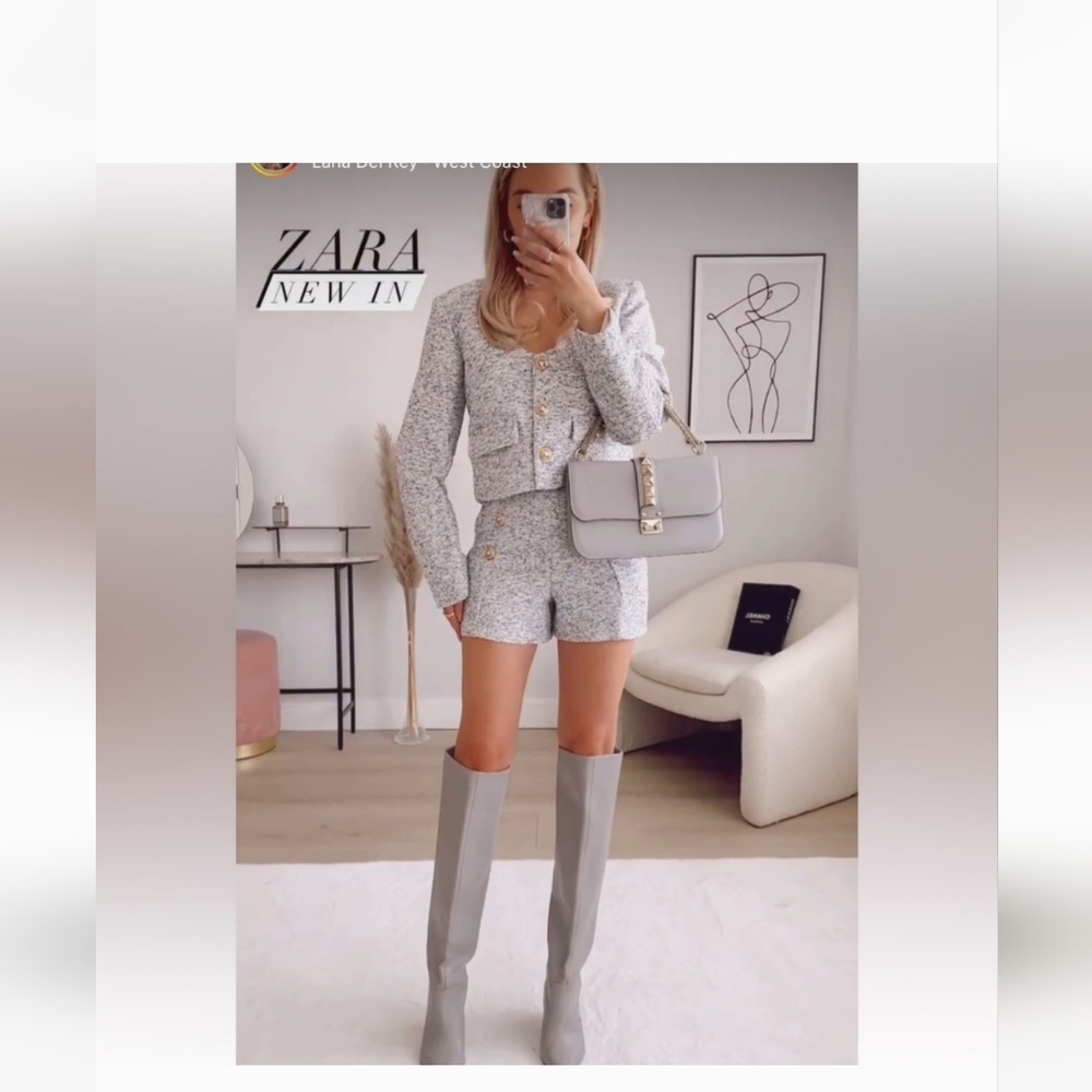 NWT Zara  Gold Button Textured Blazer Size M Oversized